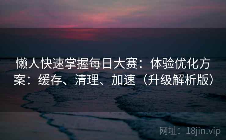 懒人快速掌握每日大赛：体验优化方案：缓存、清理、加速（升级解析版）